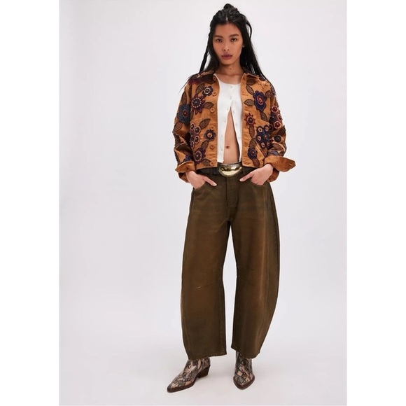 NWT Free People Good Luck Faux Leather Jeans Pants We The Free New Moon 28 - Picture 7 of 14